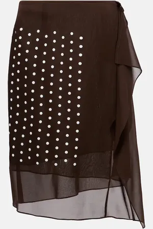 DRIES VAN NOTEN Polka-dot silk-blend midi skirt