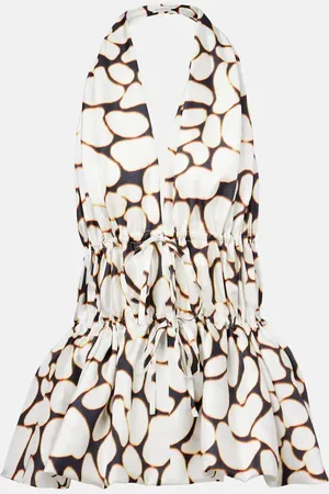 DRIES VAN NOTEN Printed halterneck silk twill top