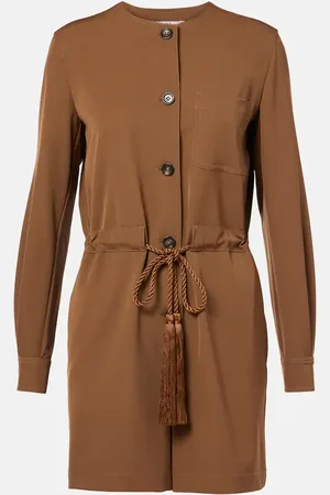 Max Mara Maine belted wool gabardine playsuit