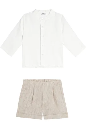 Il gufo Baby linen shirt and shorts set