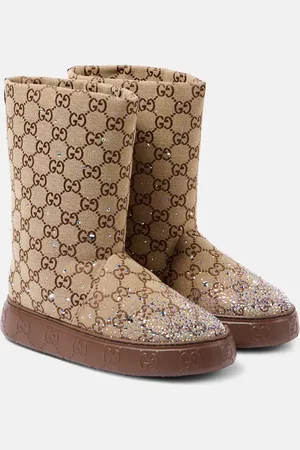 Gucci GG Canvas crystal-embellished boots