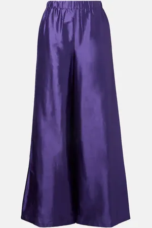 Max Mara Avio high-rise silk satin wide-leg pants