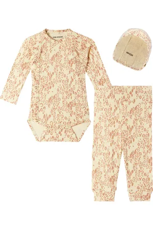 Mini Rodini Baby bodysuit, leggings, and beanie set