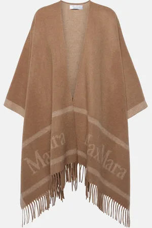 Max Mara Logo jacquard wool poncho