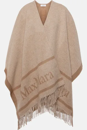 Max Mara Logo jacquard wool poncho