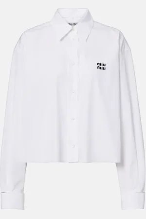 2000s miumiu bottan fly cotton shirt Miu Miu Black Cotton