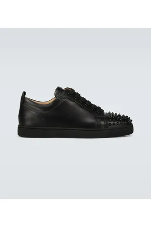 Christian Louboutin - Louis Junior Spikes Suede-Trimmed Mesh and Leather  Sneakers - Black Christian Louboutin