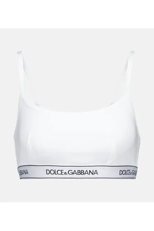 Dolce & Gabbana Logo Band Cotton Jersey Sports Bra in White