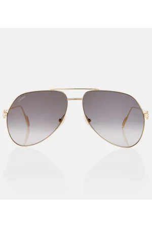 Cartier Sunglasses Edition C Decor Women Aviator Shape Beige Leather Golden  | eBay