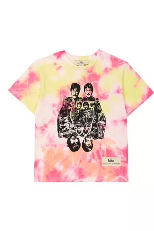 Diesel cropped jersey t-shirt with pastel pink tie dye effect for children