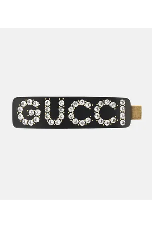 Gucci Logo Crystal Hair Barrette in White