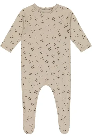 Baby Printed Cotton Jersey Onesie in Beige - Bonpoint