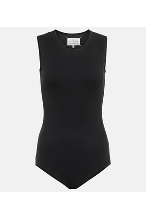 Stretch Silk Knit Keyhole Halter Bodysuit - Black