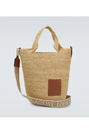 LOEWE + Paula's Ibiza Petal Basket leather-trimmed raffia tote bag