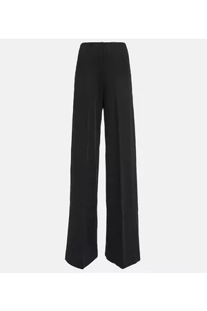 Balenciaga Women Palazzos - Ribbed-knit high-rise palazzo pants
