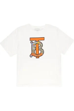 Burberry Logo-embroidered Cotton-jersey T-shirt in Orange for Men