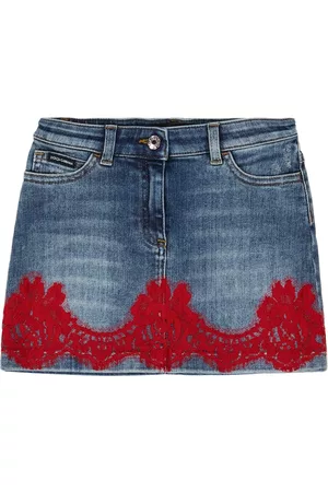 Dolce  Gabbana Blue Denim Distressed Miniskirt  SSENSE