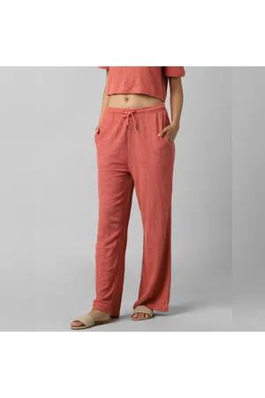 Pink Mid Rise Knitted Wide Leg Pants