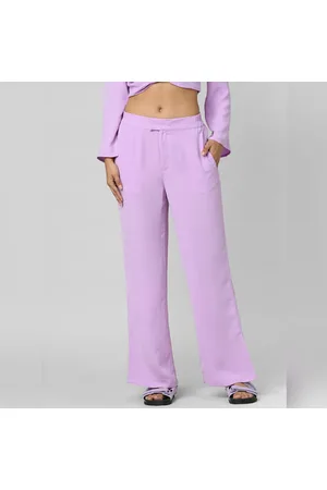 Pink Mid Rise Knitted Wide Leg Pants