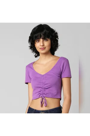 Ecru Deep V Neck Crop Top