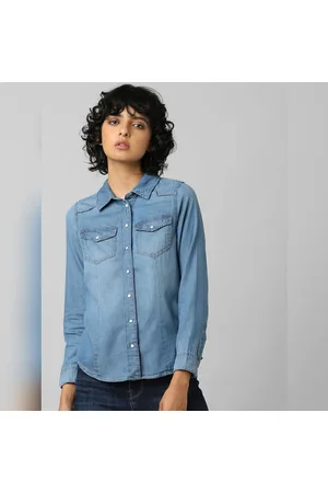 Buy Blue Washed Denim Full Sleeves Shirt for Men