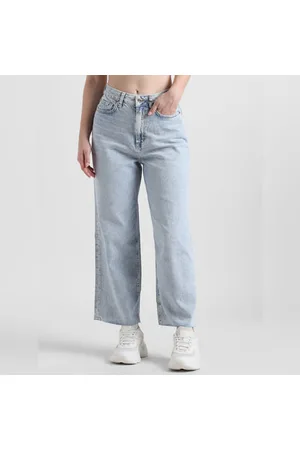 UNIQUE Light Blue Mid Rise Wide Leg Jeans