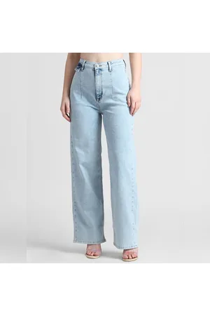 Blue High Rise Washed Mom Jeans