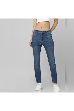 Blue Mid Rise Pushup Distressed Skinny Jeans|231256901