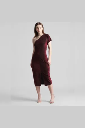 MARQUEE Black Shimmer One-Shoulder Dress