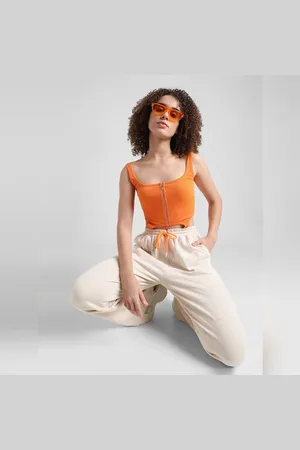 ONLY Orange Rib-Knit Strappy Top