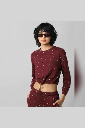 ONLY Maroon Printed Co-ord Sweatshirt