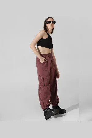 ONLY Brown High Rise Parachute Cargo Pants