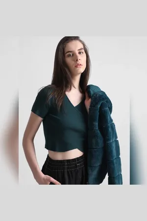 ONLY Green Ribbed Cropped Top