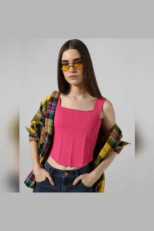 ONLY Pink Fine Knit Corset Top