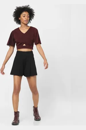 ONLY Maroon Cut Out Crop Top