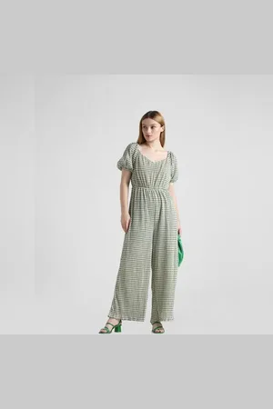 ONLY Light Green Printed Pleated Jumpsuit