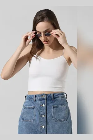 ONLY White Ribbed Bandeau Top