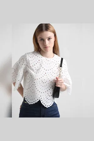 ONLY White Schiffli Crop Top