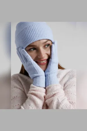 ONLY Light Blue Knit Gloves