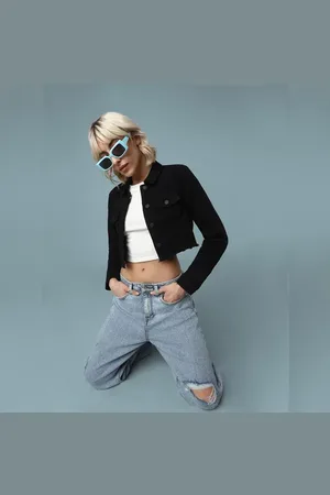 ONLY Black Cropped Denim Jacket