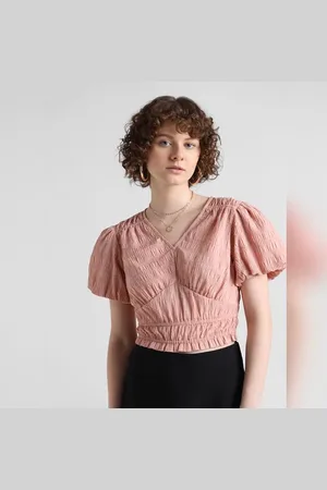 ONLY Pink Textured V-Neck Top