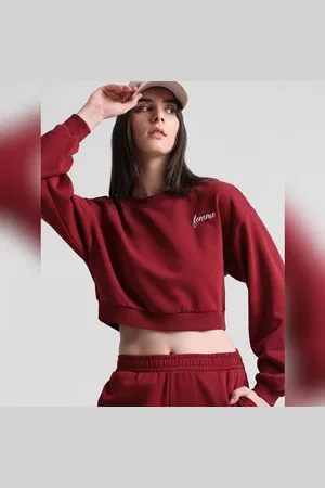 ONLY Maroon Cropped Sweatshirt