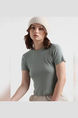 ONLY Green Ribbed Cropped Top