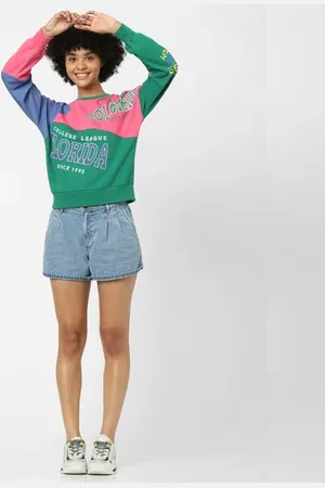 ONLY Green Colourblocked Sweatshirt