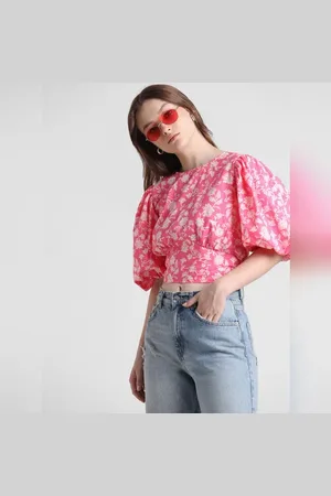 ONLY Pink Floral Print Cropped Top