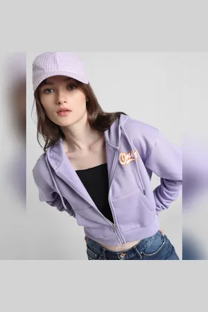 ONLY Lavender Printed Zip Hooded Sweatshirt