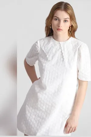 ONLY WHITE EMBROIDERED MINI DRESS