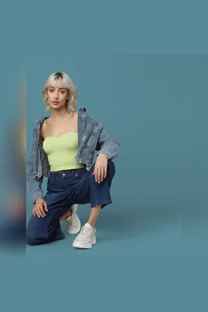 ONLY Green Ribbed Tube Top