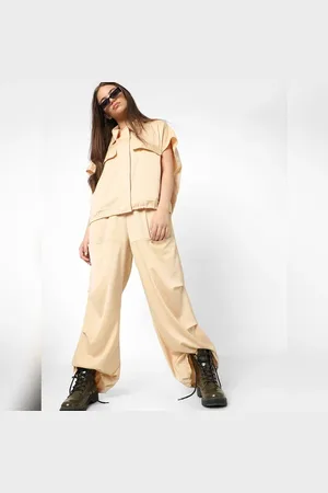 ONLY Beige Mid Rise Loose Fit Cargo Pants