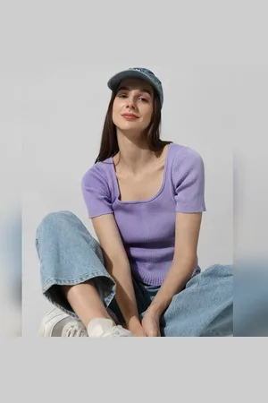 ONLY Purple Rib-Knit Top